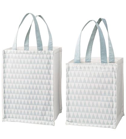 Sacs de rangement Bloomingville - 2 pièces - 30/40 cm - Blanc/Bl Sacs de rangement Bloomingville - 2 pièces - 30/40 cm - Blanc/Bl
