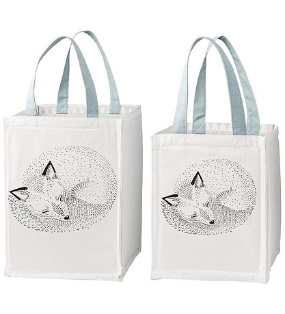 Sacs de rangement Bloomingville - 2 pièces - 30/40 cm - Blanc/Bl Sacs de rangement Bloomingville - 2 pièces - 30/40 cm - Blanc/Bl