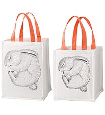 Bloomingville Opbevaringsposer - 2 stk - 30/40 cm - Hvid/Koral m Bloomingville Opbevaringsposer - 2 stk - 30/40 cm - Hvid/Koral m